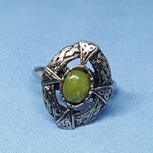 Genuine Irish Ireland Connemara Marble Celtic Ring